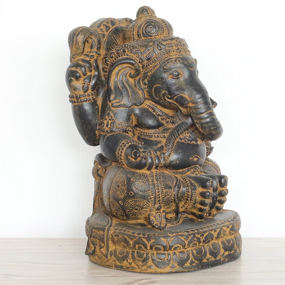 Ganesha Figur Hinduismus Buddhismus Gott Götterbote Ganapati Geschenk Beton Antik Finish 45 cm
