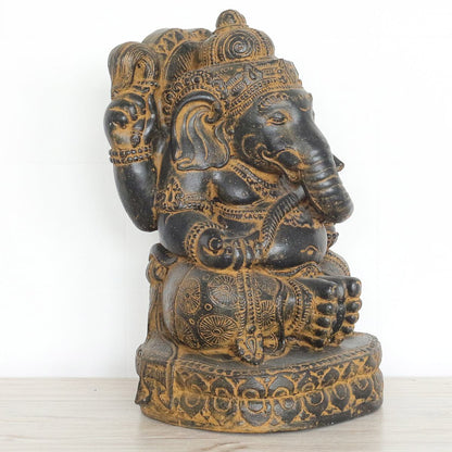 Ganesha Figur Hinduismus Buddhismus Gott Götterbote Ganapati Geschenk Beton Antik Finish 45 cm