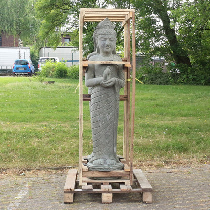 Buddha Steinfigur Deko aus Stein für den Garten frostsicher wetterfest groß Steinbuddha