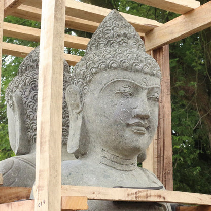 Buddha Steinfigur Deko aus Stein für den Garten frostsicher wetterfest groß Steinbuddha