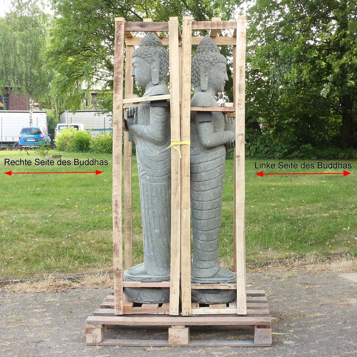 Buddha Steinfigur Deko aus Stein für den Garten frostsicher wetterfest groß Steinbuddha