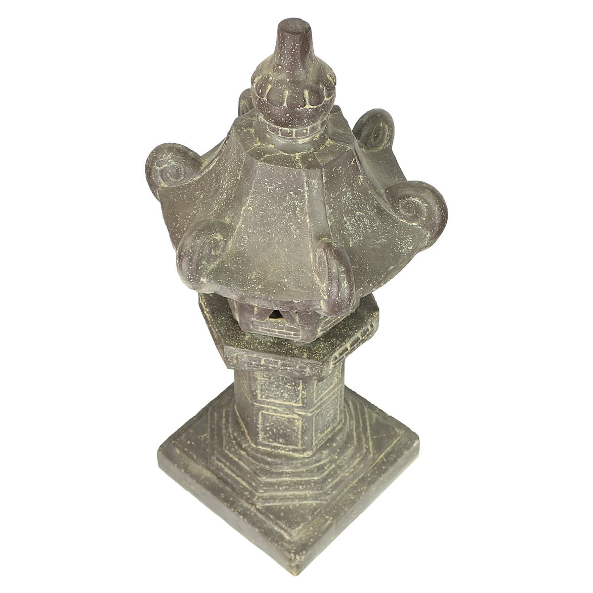 Stein Figur Pagode Lampe Skulptur bestehend aus 2 Elementen für den Garten oder Eingang Stehlampe Lavastein Grau 80 cm