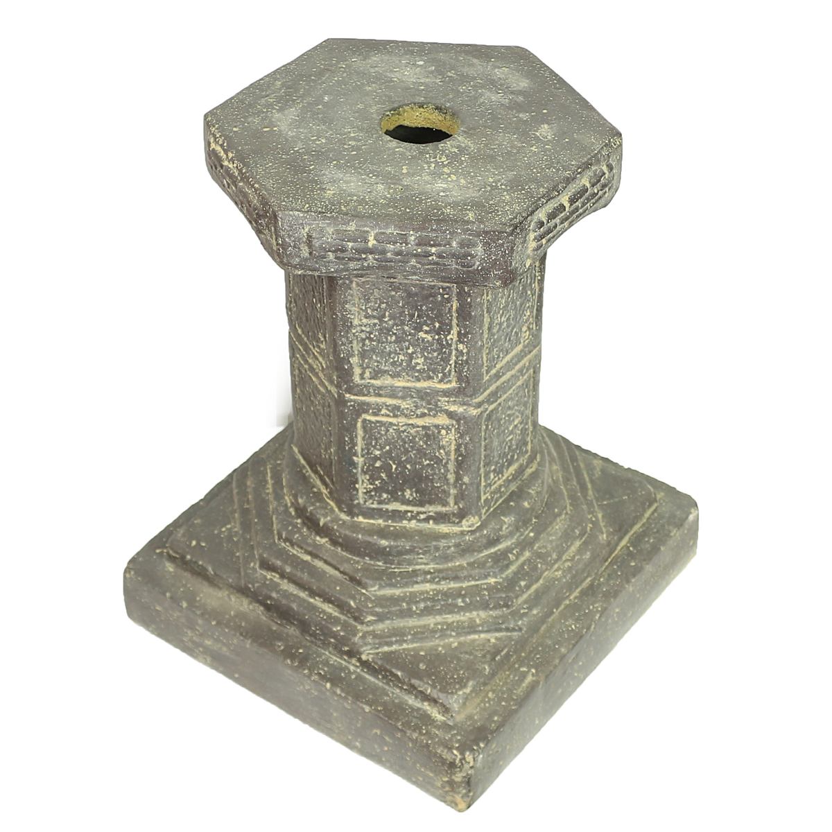 Stein Figur Pagode Lampe Skulptur bestehend aus 2 Elementen für den Garten oder Eingang Stehlampe Lavastein Grau 80 cm