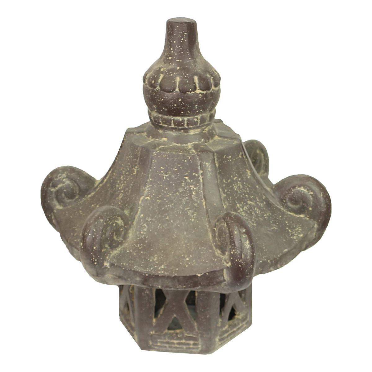 Stein Figur Pagode Lampe Skulptur bestehend aus 2 Elementen für den Garten oder Eingang Stehlampe Lavastein Grau 80 cm