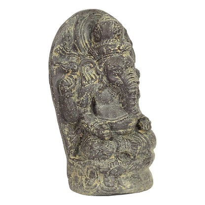Ganesha Hinduismus Buddhismus Gott Götterbote Ganapati Geschenk Steinfigur Lavastein Grau 27 cm