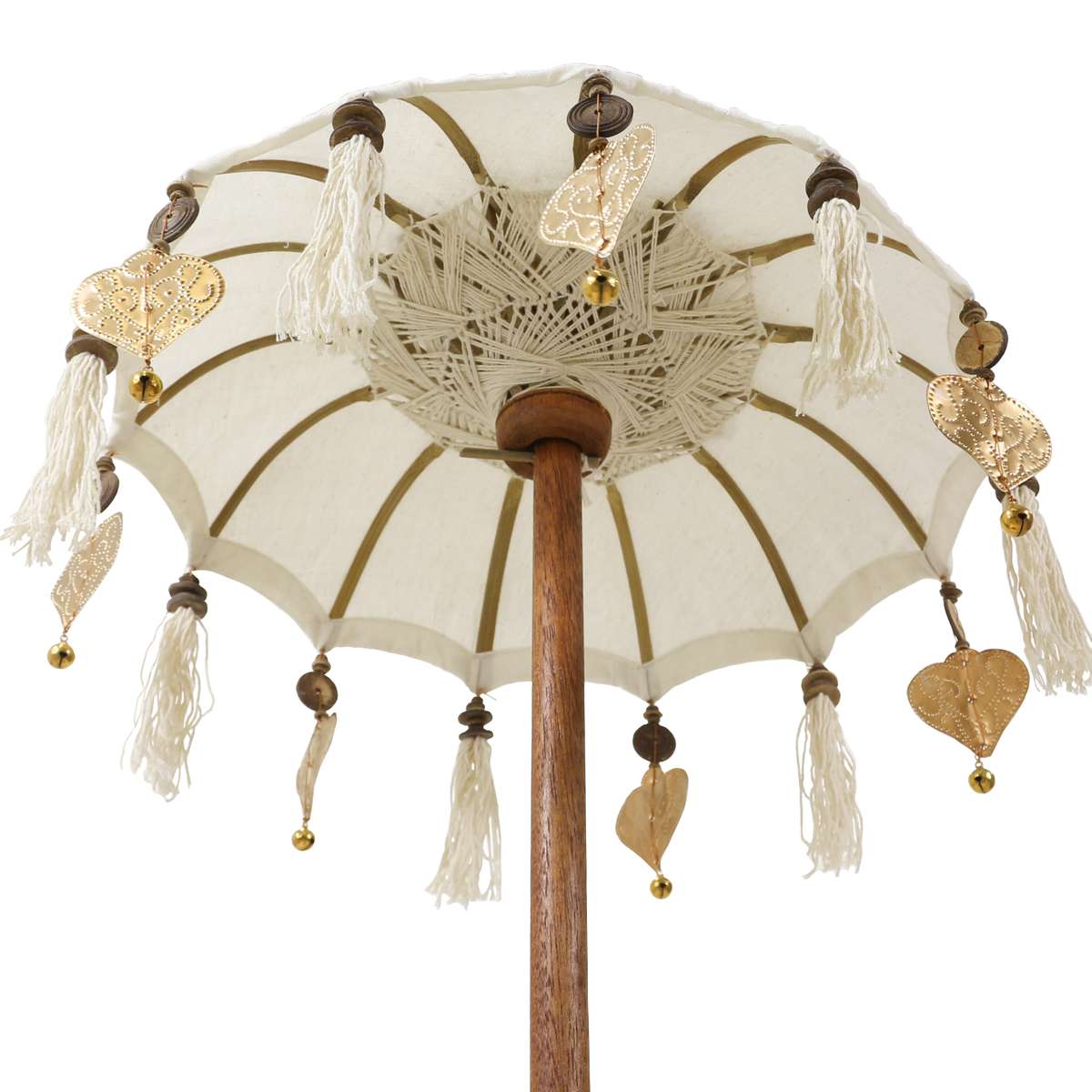 Kleiner Tischschirm aus Bali Garten Schirm Dekoration Party  Partyschirm Handarbeit Orient Dekoschirm ca. 40 cm Weiß
