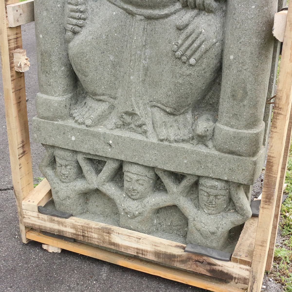Ganesha Stein Relief Wand Outdoor Garten Deko Steinwand Wandbilld Massiv aus Greenstone und Basanit 125 cm