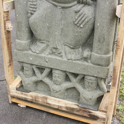 Ganesha Stein Relief Wand Outdoor Garten Deko Steinwand Wandbilld Massiv aus Greenstone und Basanit 125 cm