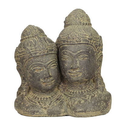 Rama Sita Figur Kopf Skulptur Stein Gott Buddha Statue Lavasand Bali Garten Deko 33 cm