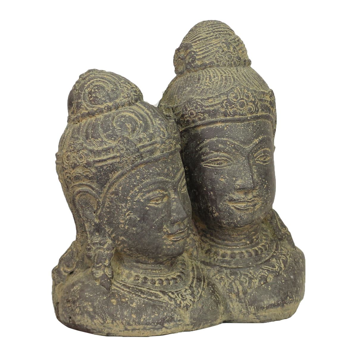 Rama Sita Figur Kopf Skulptur Stein Gott Buddha Statue Lavasand Bali Garten Deko 33 cm
