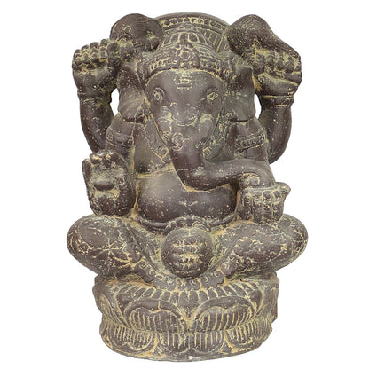 Ganesha Hinduismus Buddhismus Gott Götterbote Ganapati Geschenk Stein Lavastein Grau 40 cm