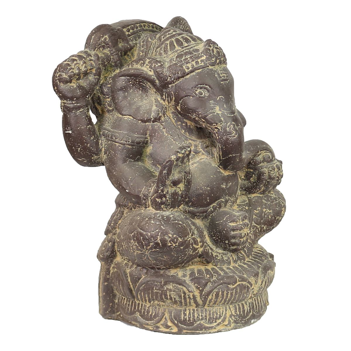 Ganesha Hinduismus Buddhismus Gott Götterbote Ganapati Geschenk Stein Lavastein Grau 40 cm