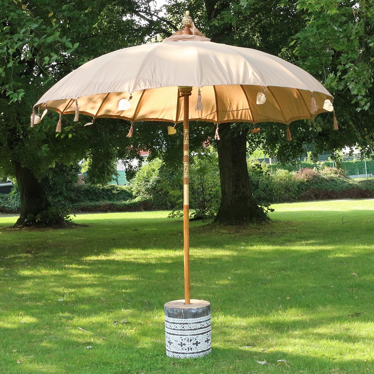 Sonnenschirmständer Schirmständer Sonnenschirm Garten Holz Ständer Massiv Halterung für unsere Bali Schirme 34 x 40 cm Dunkelgrau
