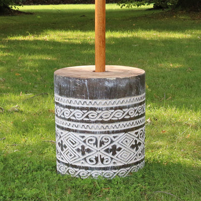 Sonnenschirmständer Schirmständer Sonnenschirm Garten Holz Ständer Massiv Halterung für unsere Bali Schirme 34 x 40 cm Dunkelgrau