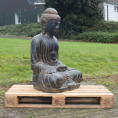 Japan Buddha 100cm Steinfigur Gartenskulptur Garten Figur aus Stein Steinbuddha