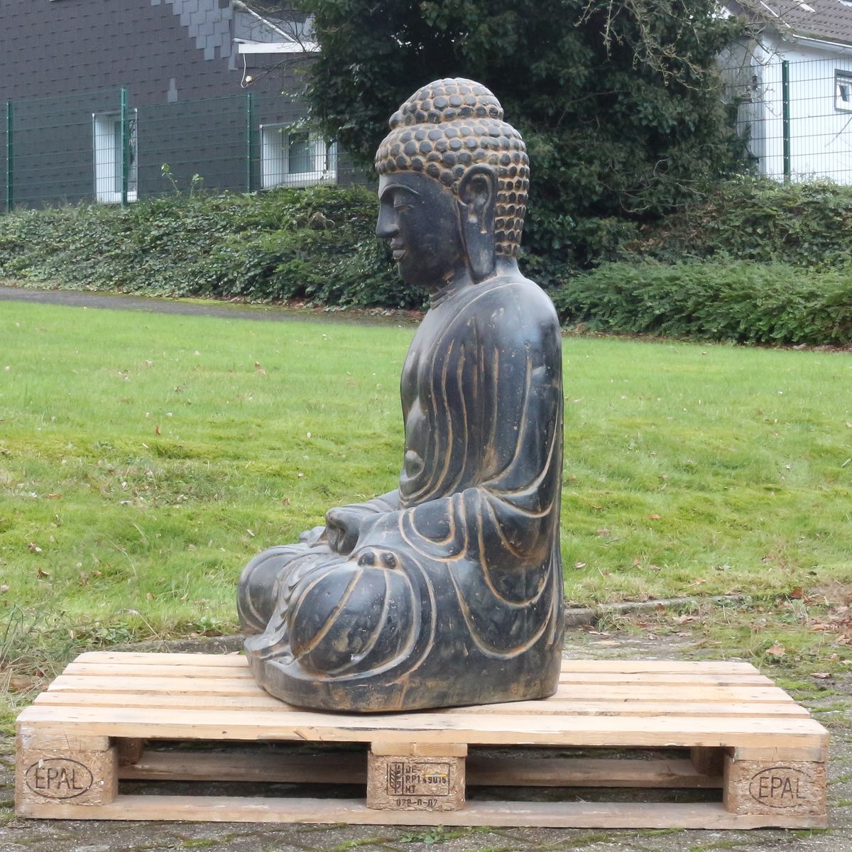 Japan Buddha 100cm Steinfigur Gartenskulptur Garten Figur aus Stein Steinbuddha
