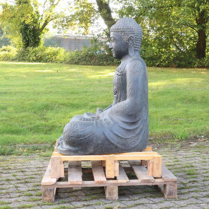 Buddha Steinfigur Gartenfigur Skulptur Steinbuddha Garten Deko 