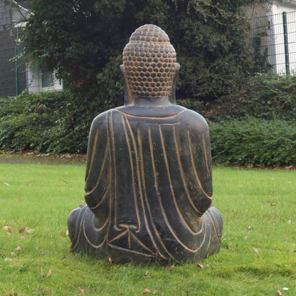 Japan Buddha Steinfigur Gartenskulptur Garten Figur aus Stein Steinbuddha 80cm