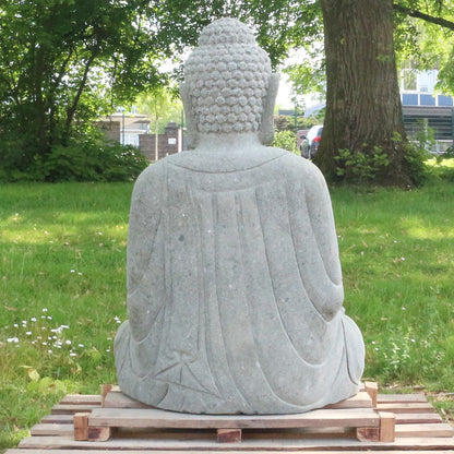 Buddha Steinfigur Deko aus Stein für den Garten frostsicher wetterfest groß Steinbuddha