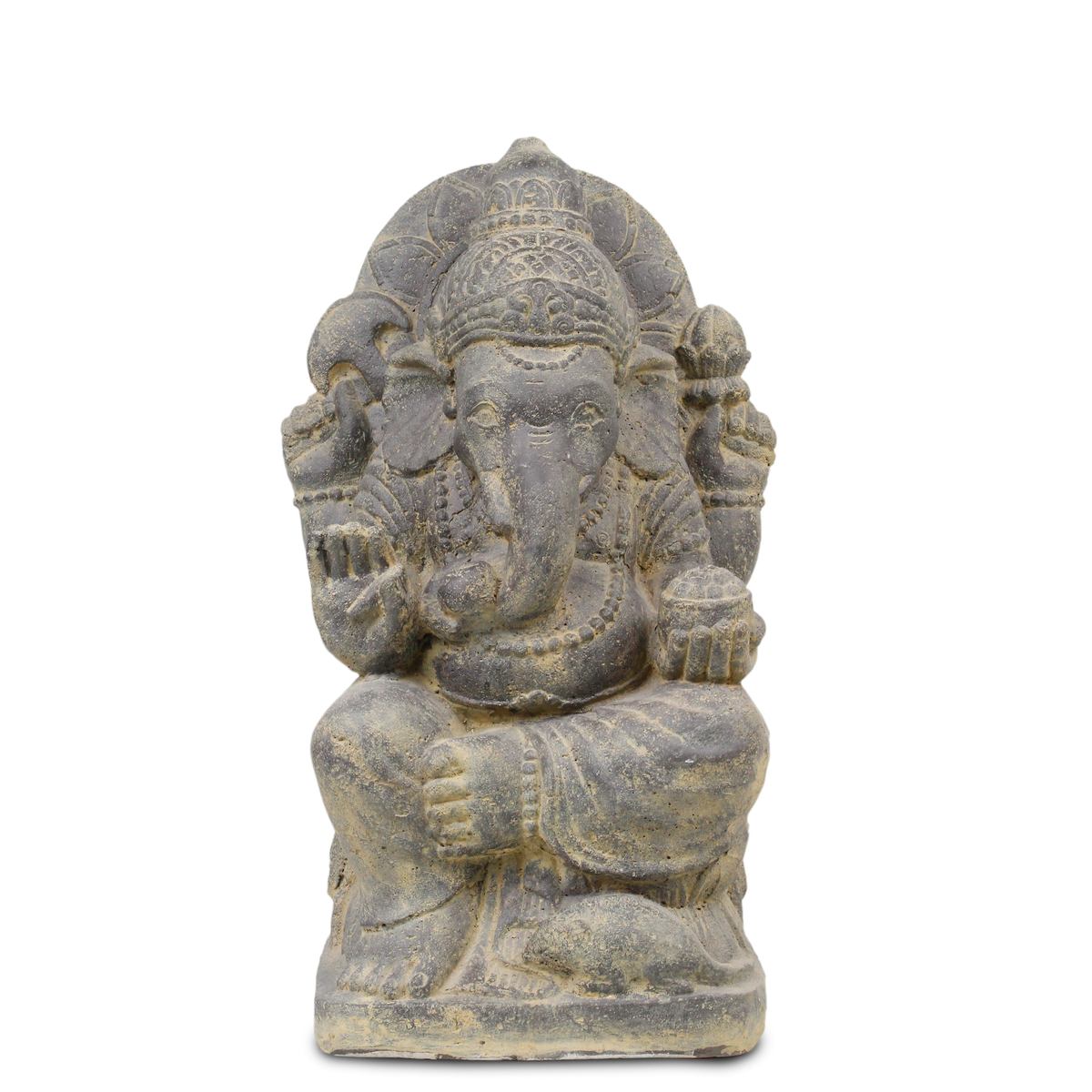 Ganesha Steinfigur Hinduismus Buddhismus Gott Götterbote Ganapati Geschenk Stein Lavasand 50 cm
