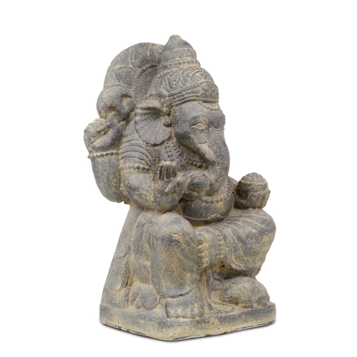 Ganesha Steinfigur Hinduismus Buddhismus Gott Götterbote Ganapati Geschenk Stein Lavasand 50 cm