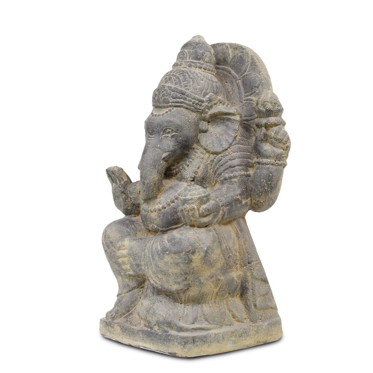 Ganesha Steinfigur Hinduismus Buddhismus Gott Götterbote Ganapati Geschenk Stein Lavasand 50 cm