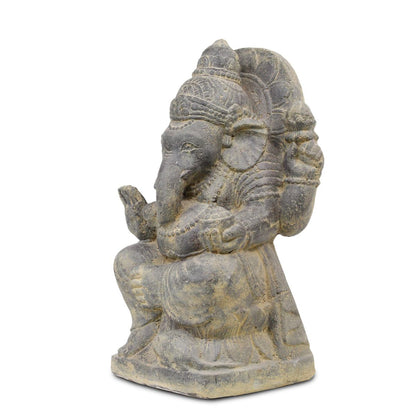 Ganesha Steinfigur Hinduismus Buddhismus Gott Götterbote Ganapati Geschenk Stein Lavasand 50 cm