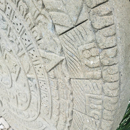 Majakalender, Maya Steinscheibe, antike Dekoration, Maya-Kultur, Steinskulptur, Gartenkunst, Wanddekoration, historische Kunst, 120 cm