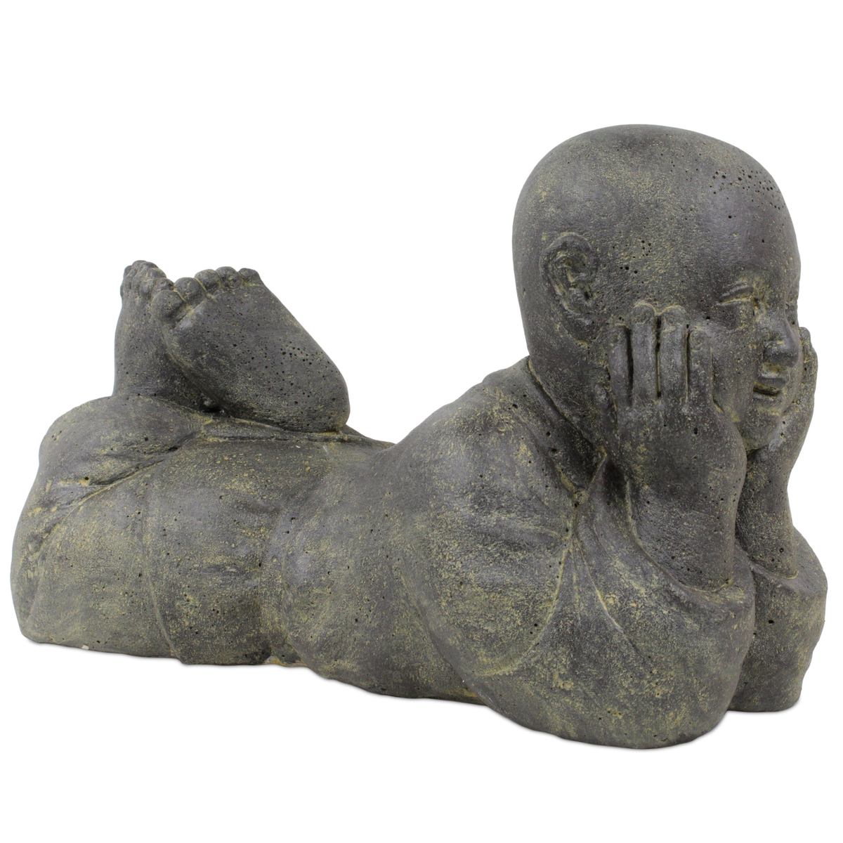 Mönch Tempel Buddha Figur Shaolin Skulptur Lavasand Asien Stein Garten 42cm