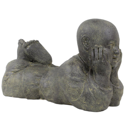 Mönch Tempel Buddha Figur Shaolin Skulptur Lavasand Asien Stein Garten 42cm