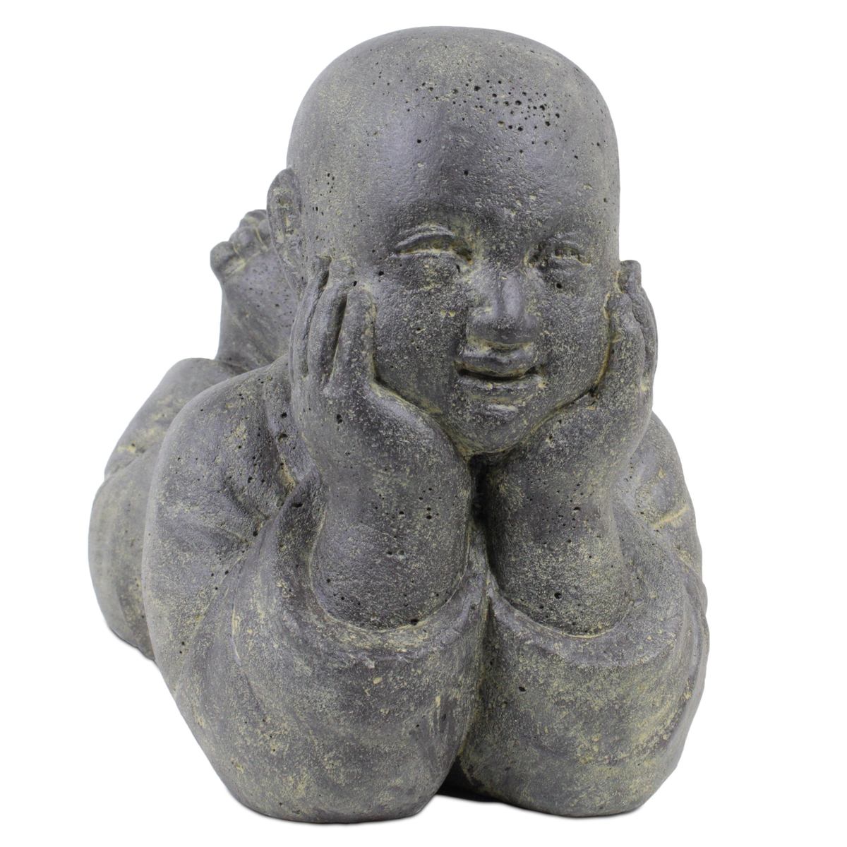 Mönch Tempel Buddha Figur Shaolin Skulptur Lavasand Asien Stein Garten 42cm
