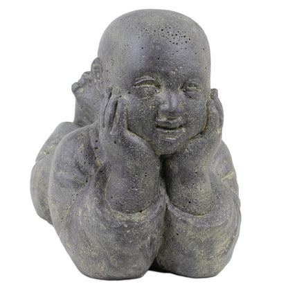 Mönch Tempel Buddha Figur Shaolin Skulptur Lavasand Asien Stein Garten 42cm