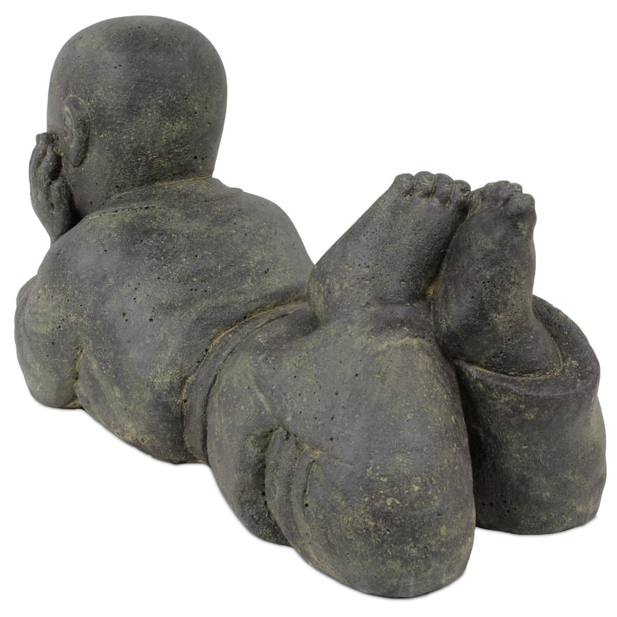 Mönch Tempel Buddha Figur Shaolin Skulptur Lavasand Asien Stein Garten 42cm