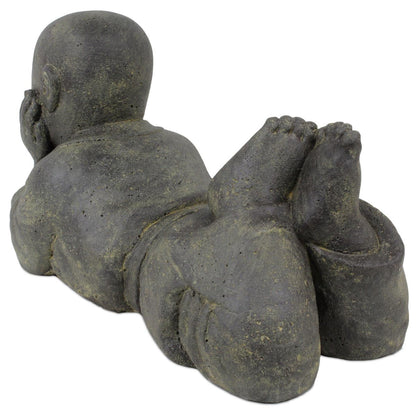 Mönch Tempel Buddha Figur Shaolin Skulptur Lavasand Asien Stein Garten 42cm