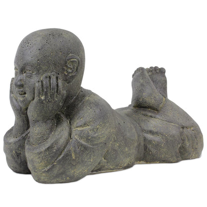Mönch Tempel Buddha Figur Shaolin Skulptur Lavasand Asien Stein Garten 42cm