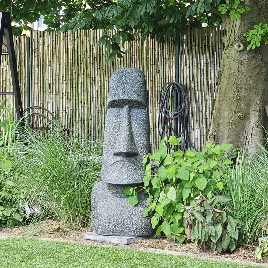 Moai Kopf Steinfigur Gartendeko aus Stein groß massiv wetterfest