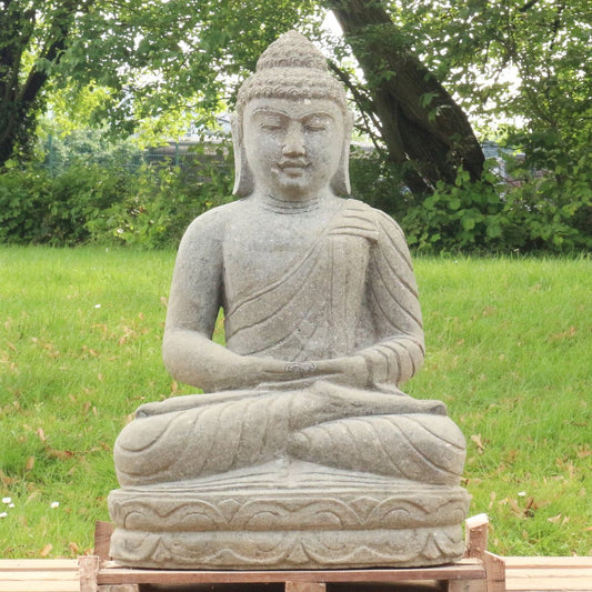 Gartenfigur Buddha aus Stein Massiv Wetterfest Deko Dekofigur