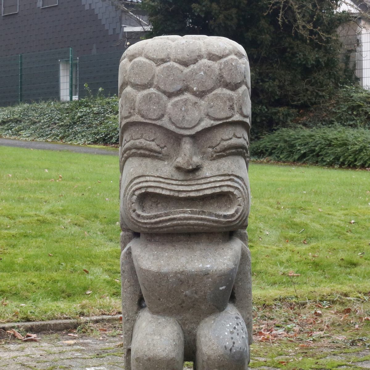 Tiki Figur Moai Greenstone Steinfigur Dekofigur Garten Figur aus Stein 100cm