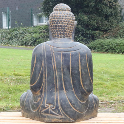 Japan Buddha 100cm Steinfigur Gartenskulptur Garten Figur aus Stein Steinbuddha