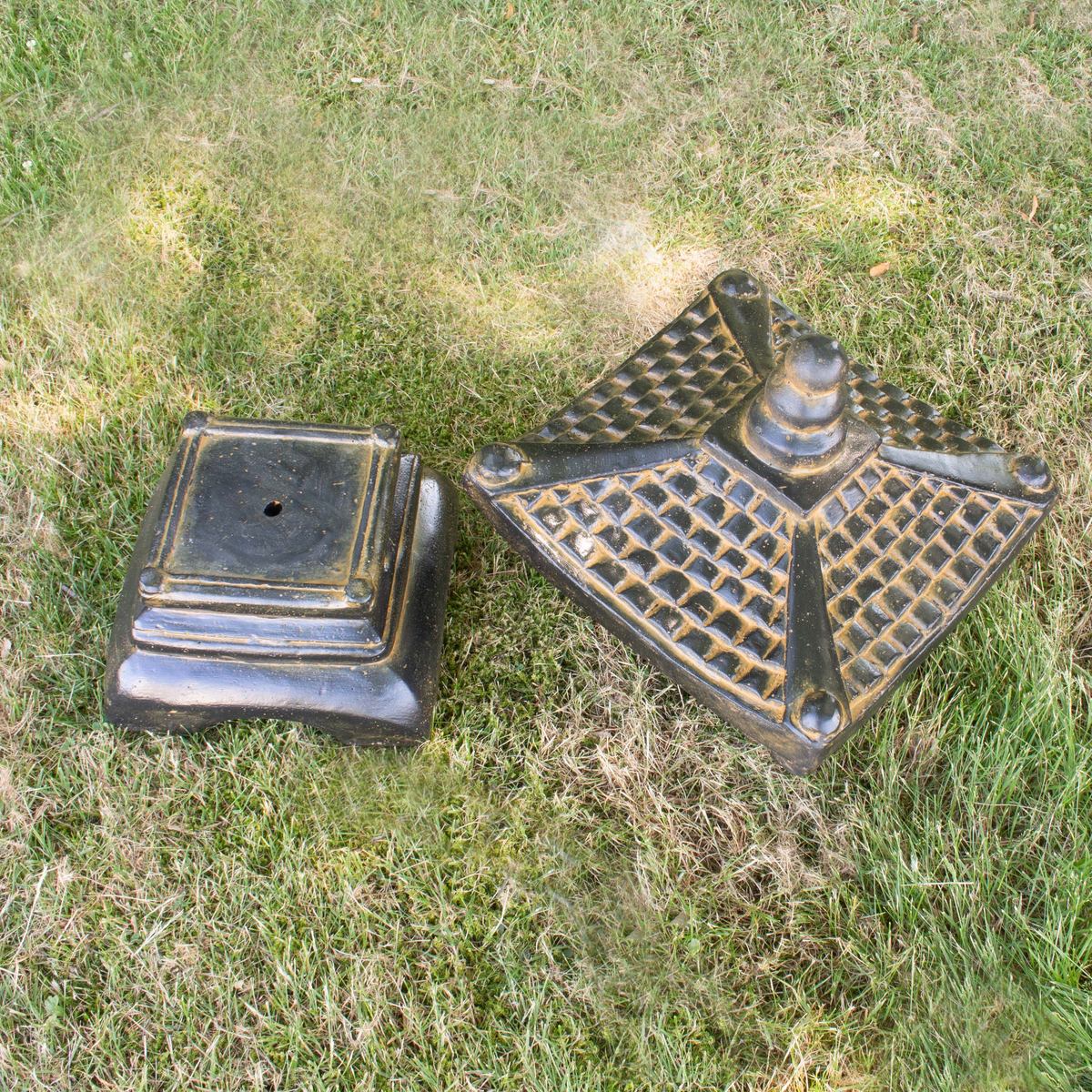 Stein Figur Pagode Skulptur bestehend aus 2 Elementen für den Garten oder Eingang GRC Grau 55 cm