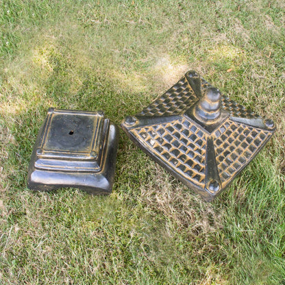Stein Figur Pagode Skulptur bestehend aus 2 Elementen für den Garten oder Eingang GRC Grau 55 cm